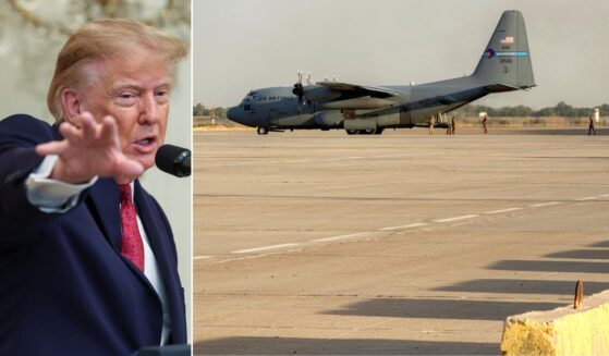 A U.S. Air Force C-130 Hercules military transport aircraft, right, prepares for takeoff from Camp Victory on the outskirts of Baghdad International Airport Tuesday. A left, President Donald Trump told a White House audience that the last remaining U.S. military forces in Iraq have been withdrawn.