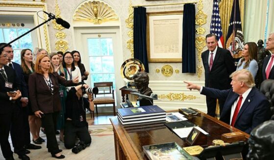 President Donald Trump takes a question from NBC reporter Kelly O'Donnell Sept. 18 in the Oval Office of the White House in Washington, D.C.