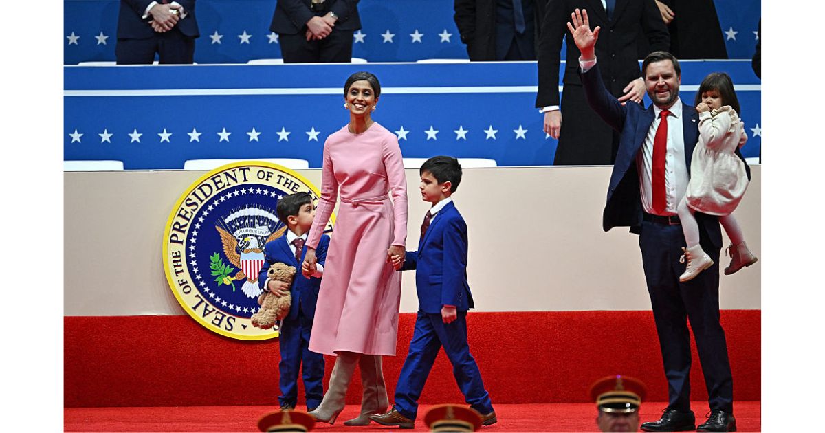 Vice President J.D. Vance walks on stage with his wife, second lady Usha Vance, and their children, on Inauguration Day, Jan. 20, 2025. Vance is promoting a policy that would allow families with a stay-at-home spouse to collect child care subsidies.