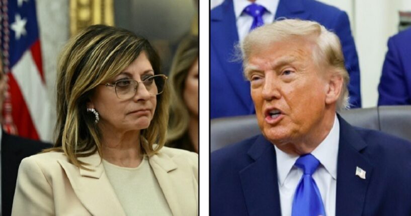 Former Fox host Maria Bartiromo, left; President Donald Trump, right.
