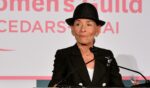 Judge Judy Sheindlin, pictured on stage during the Women's Guild Cedars-Sinai Spring luncheon at The Beverly Hills Hotel in May 2025.