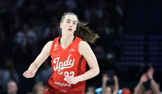Caitlin Clark of the Indiana Fever runs up the court in the first quarter of Game Three of the 2026 WNBA Playoffs first round against the Las Vegas Aces at Michelob ULTRA Arena on Oct. 1, 2026, in Las Vegas, Nevada.