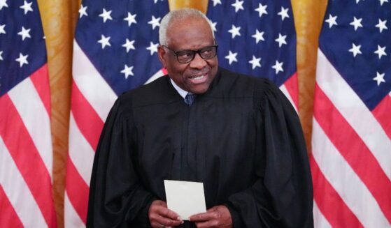 Supreme Court Justice Clarence Thomas looks on during a swearing in ceremony for new Chairman of the Federal Reserve Kevin Warsh in the East Room of the White House in Washington, D.C., on May 22, 2026.