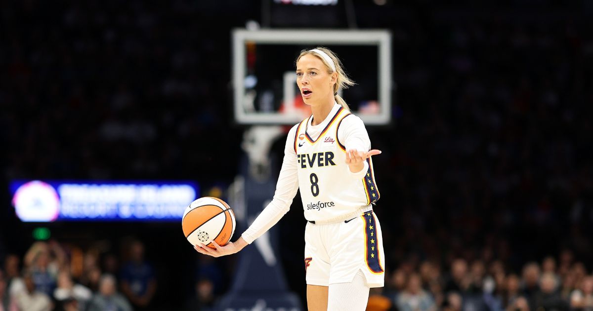 Sophie Cunningham of the Indiana Fever reacts against the Minnesota Lynx in the first quarter at Target Center on Sept. 24, 2026, in Minneapolis, Minnesota.