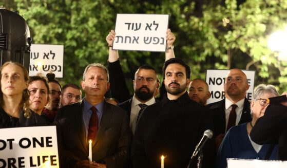 New York City Mayor Zohran Mamdani joins anti-war demonstrators for a rally called by "Israelis for Peace NYC", a community group of Israeli anti-occupation activists in New York, on Oct. 7, 2026.