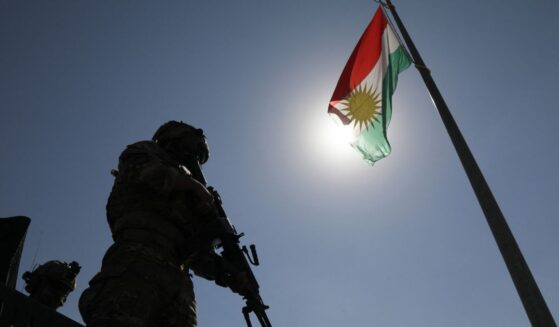 Kurdish Peshmerga fighters take position on the Qarachogh Mountain in the Makhmur district, about 60 kilometers south of Erbil, the capital of Iraq's autonomous northern Kurdish region, on Sept. 30, 2026.