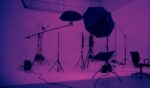 A studio video production lighting set.
