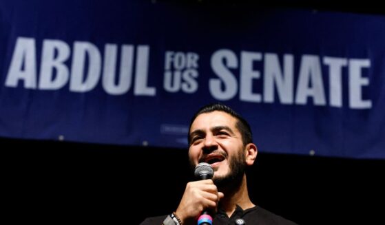 Democrat Senate candidate Abdul El-Sayed speaks during a rally at the McMorran Theater in Port Huron, Michigan, on Oct. 6, 2026.