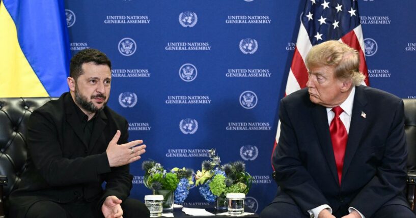President Donald Trump meets with Ukraine's President Volodymyr Zelensky on the sidelines of the 81st United Nations General Assembly in New York on Sept. 22, 2026.