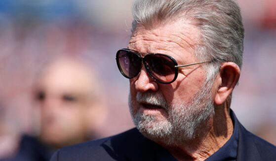 Former Chicago Bears head coach Mike Ditka walks the sidelines during the game between the Chicago Bears and the Atlanta Falcons at Soldier Field on Sept. 10, 2017, in Chicago, Illinois.