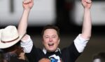 SpaceX founder Elon Musk celebrates after the successful launch of the SpaceX Falcon 9 rocket with the manned Crew Dragon spacecraft at the Kennedy Space Center on May 30, 2020, in Cape Canaveral, Florida.