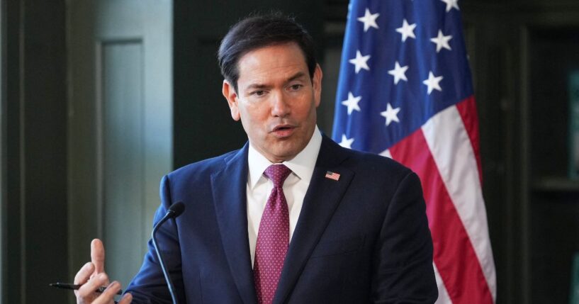 Secretary of State Marco Rubio speaks during a press conference with Iceland's Foreign Minister at the House of Collections in Reykjavik on Oct. 6, 2026.
