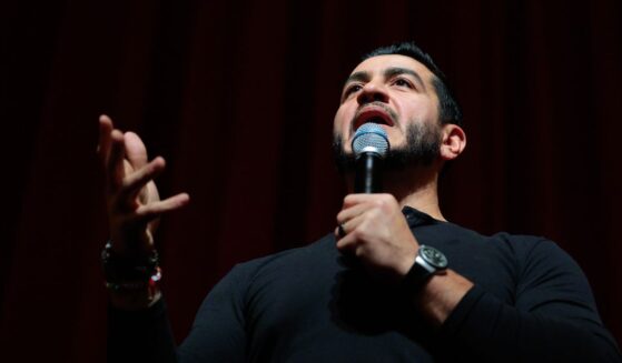Michigan Democratic Senate candidate Abdul El-Sayed speaks during a campaign event at the Frauenthal Theater on Oct. 11, 2026, in Muskegon, Michigan.