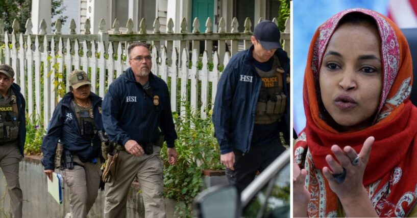 Homeland Security Investigations police searched the home of Rep. Ilhan Omar on Oct. 12, 2026, in Washington, D.C.