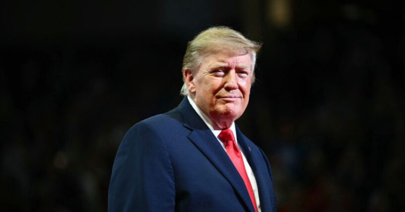 President Donald Trump arrives to speak during a campaign rally at the Covelli Centre in Youngstown, Ohio, on Oct. 12, 2026.