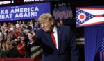 President Donald Trump greets supporters during an election rally at the Covelli Centre on Oct. 12, 2026, in Youngstown, Ohio.