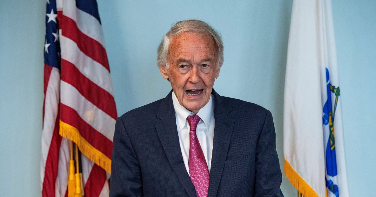 Sen. Ed Markey, a Democrat from Massachusetts, speaks during a news conference following the release of Massachusetts resident and former U.S. Marine Robert Gilman, in Boston, Massachusetts, on Aug. 11, 2026.