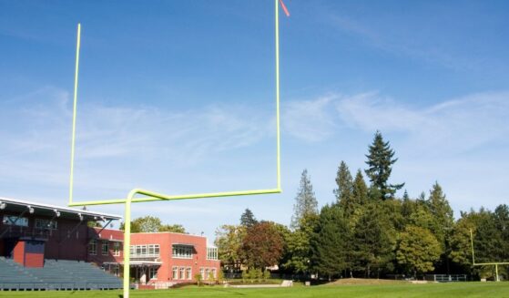 A high school football field.