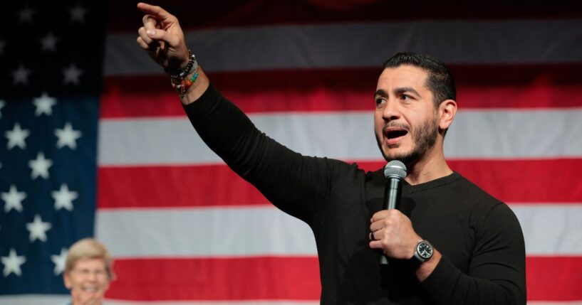 Democratic Senate candidate Abdul El-Sayed speaks during a campaign town hall at Cadillac High School on Oct. 10, 2026, in Cadillac, Michigan.