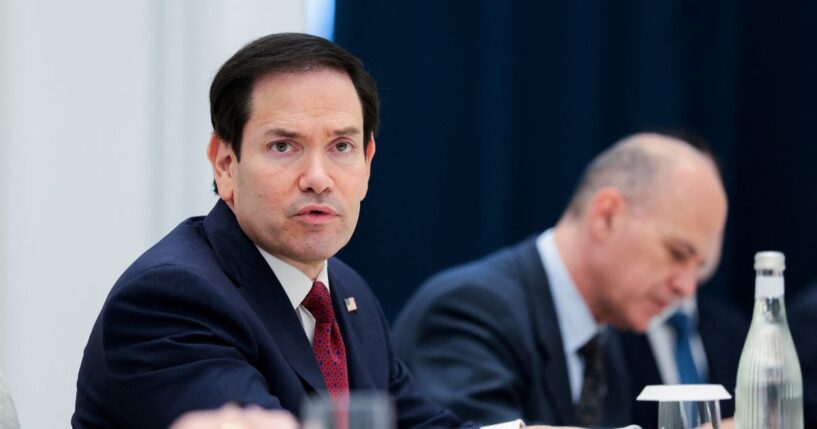 Secretary of State Marco Rubio attends a meeting with Uzbekistan's Foreign Minister Bakhtiyor Saidov at the Congress Center in Samarkand, Uzbekistan, on Oct. 19, 2026.