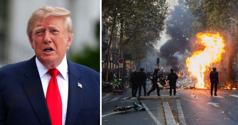 President Donald Trump reacted to French riots on Oct. 19, 2026.