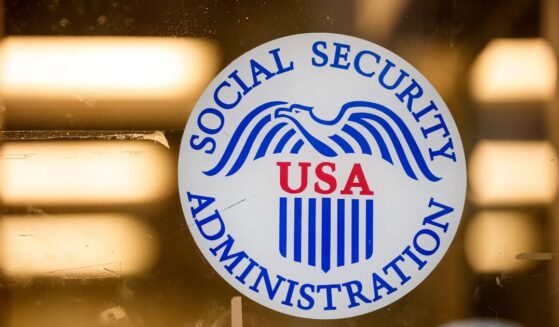 The seal for the Social Security Administration is visible on the front door of one of their offices on Oct. 15, 2026, in Washington, D.C.