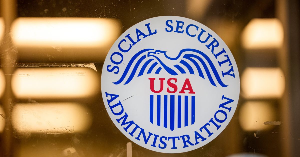 The seal for the Social Security Administration is visible on the front door of one of their offices on Oct. 15, 2026, in Washington, D.C.