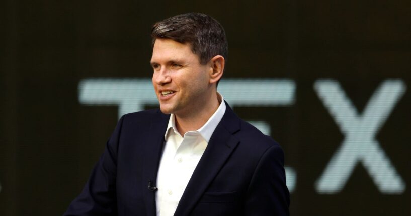 Texas Democratic Senate candidate James Talarico speaks at a rally at the Red Tail Pavilion on Oct. 18, 2026, in Plano, Texas.
