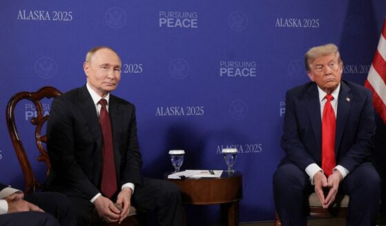 President Donald Trump and Russian President Vladimir Putin meet during a summit on Ukraine at Joint Base Elmendorf-Richardson in Anchorage, Alaska, on Aug. 15, 2025.
