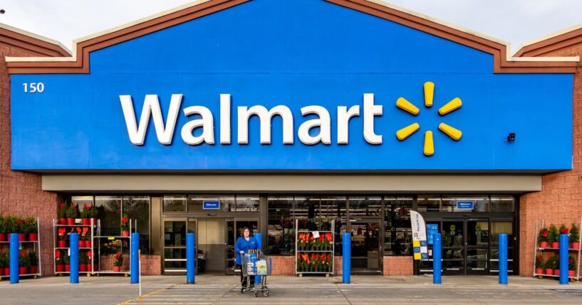The entrance to a Walmart department store.