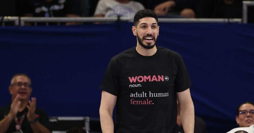Former basketball player Enes Kanter Freedom looks on during the second half between the Chicago Sky and the Indiana Fever at Wintrust Arena on Aug. 23, 2026, in Chicago, Illinois.