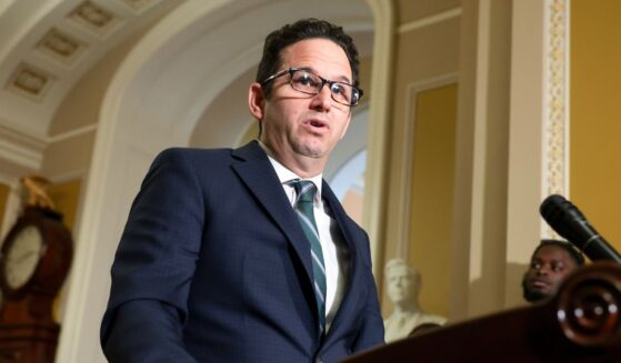 Sen. Brian Schatz speaks to reporters after a weekly policy luncheon with Senate Democrats at the U.S. Capitol Building on Aug. 4, 2026, in Washington, D.C.