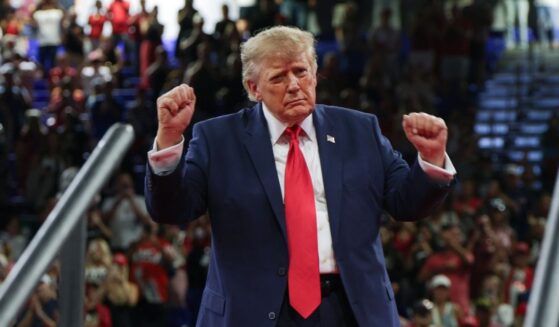 President Donald Trump dances as he departs the stage following an election rally at Alico Arena on the Florida Gulf Coast University campus on Oct. 23, 2026, in Fort Myers, Florida.