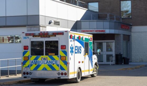 An ambulance outside the emergency room for Wainwright Health Centre in Wainwright, Alberta, Canada, on Oct. 18, 2026.