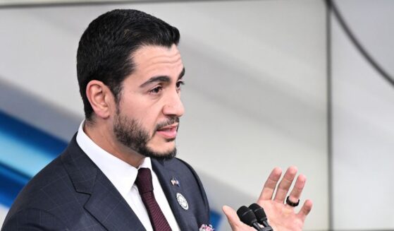 Democratic Senate candidate Abdul El-Sayed speaks during the debate on Oct. 21, 2026, at WXYZ Channel 7 in Southfield, Michigan.