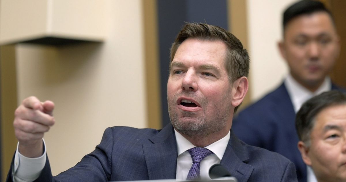 Rep. Eric Swalwell questions Special Counsel Jack Smith as he testifies during a hearing before the House Judiciary Committee in the Rayburn House Office Building on Capitol Hill on Jan. 22, 2026, in Washington, D.C.