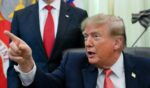 President Donald Trump and Vice President J.D. Vance make an announcement on fraud in the Oval Office of the White House in Washington, D.C., on Oct. 20, 2026.