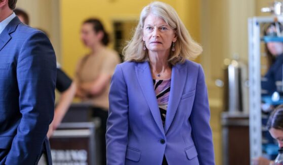 Sen. Lisa Murkowski departs from a lunch with Senate Republicans at the U.S. Capitol Building on Aug. 6, 2026, in Washington, D.C.