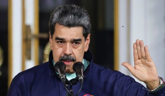 Venezuelan President Nicolás Maduro speaks during a march as part of the "Venezuelan Student Day" at Miraflores on Nov. 21, 2025, in Caracas, Venezuela.