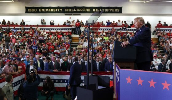 President Donald Trump speaks on stage during a campaign rally at the Shoemaker Center at Ohio University on Oct. 28, 2026, in Chillicothe, Ohio.