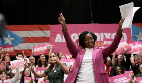 Florida Democratic Senate candidate, state Rep. Angie Nixon, and Rep. Alexandria Ocasio-Cortez campaign together at the "Boricuas for Angie" rally in the Osceola Heritage Park Events Center on Oct. 27, 2026, in Kissimmee, Florida.