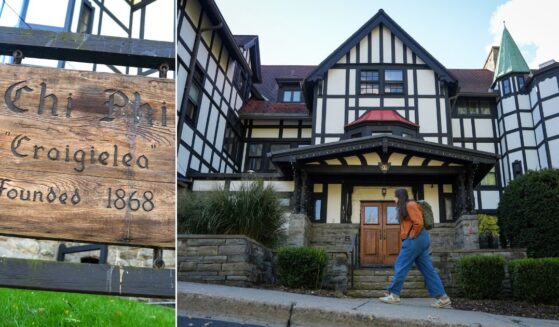 The Chi Phi fraternity house at the center of a rape allegation stands on the campus of Cornell University in Ithaca, New York. The university is facing backlash for its handling of a sexual assault case where a student alleged she was gang-raped inside the fraternity house in 2024.