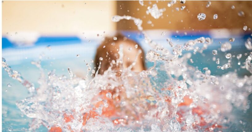 Surveillance video showed the boy swimming toward the center of the pool before abruptly 