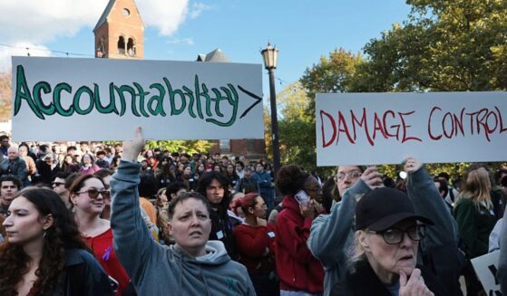 Hundreds of Cornell students participate in a rally Monday against the university’s actions after a student was sexually assaulted at a campus fraternity in Ithaca, New York, in 2024.