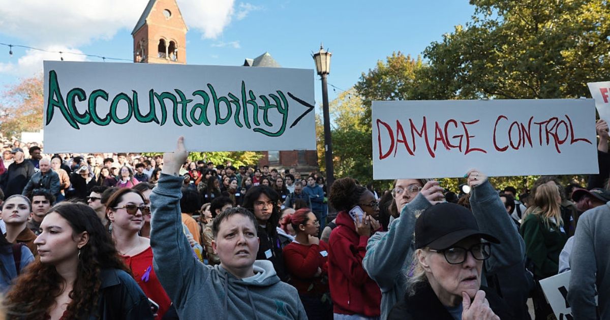 Hundreds of Cornell students participate in a rally Monday against the university’s actions after a student was sexually assaulted at a campus fraternity in Ithaca, New York, in 2024.