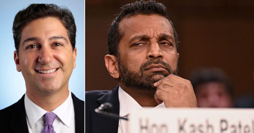 MS NOW's Ken Dilanian, left, boasted Wednesday that his network is "transparent about when we make errors." Dilanian had to publicly apologize for his erroneous reporting that FBI Director Kash Patel was in Russia.