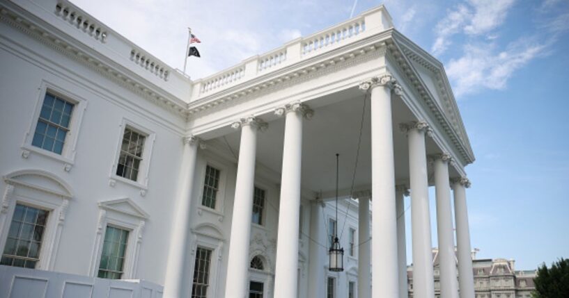 The White House north facade is pictured on June 22, 2026 in Washington, D.C.