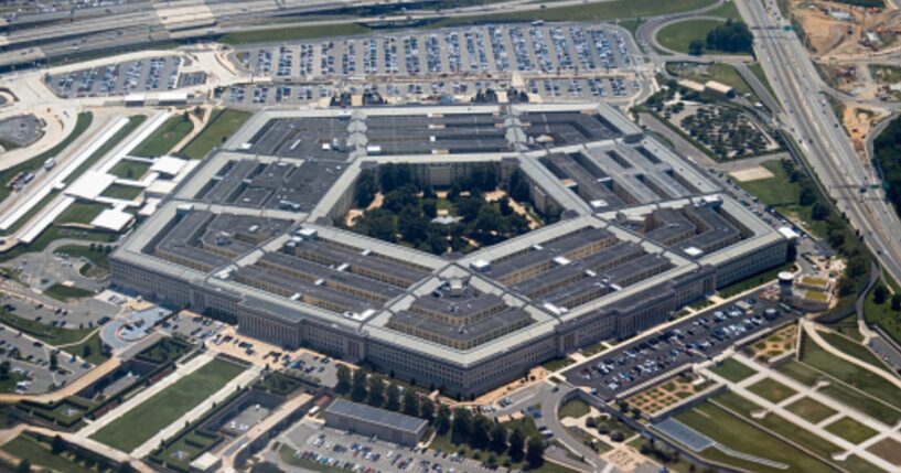 The Pentagon is pictured from an aerial view.