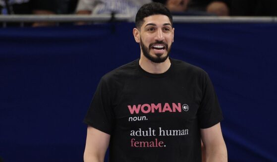Former NBA player Enes Kanter Freedom looks on Aug. 23 during the second half between the Chicago Sky and the Indiana Fever at Wintrust Arena in Chicago, Illinois.