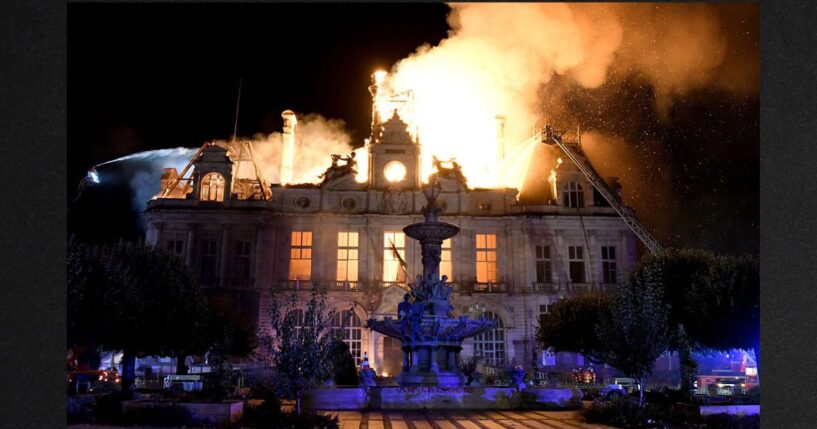 A fire destroyed the city hall in Limoges, France, Saturday after a group of individuals forced entry into the building during ongoing protest in central France.